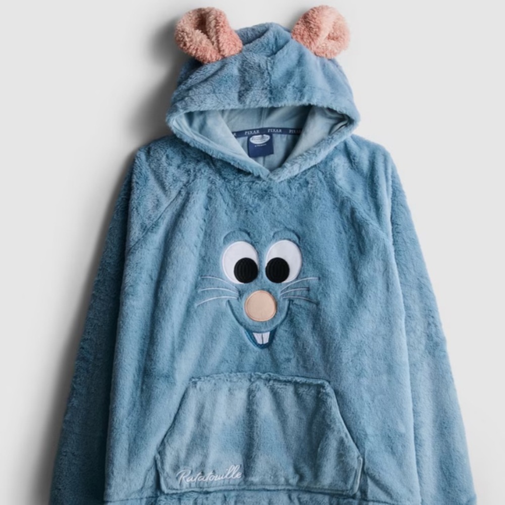 Disney Pixar Ratatouille Plush Hoodie Adults Fleece Oversized Pullover XS NEW!